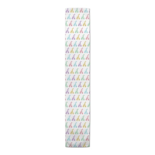 Pastel Bunnies on Bikes Twill Table Runner